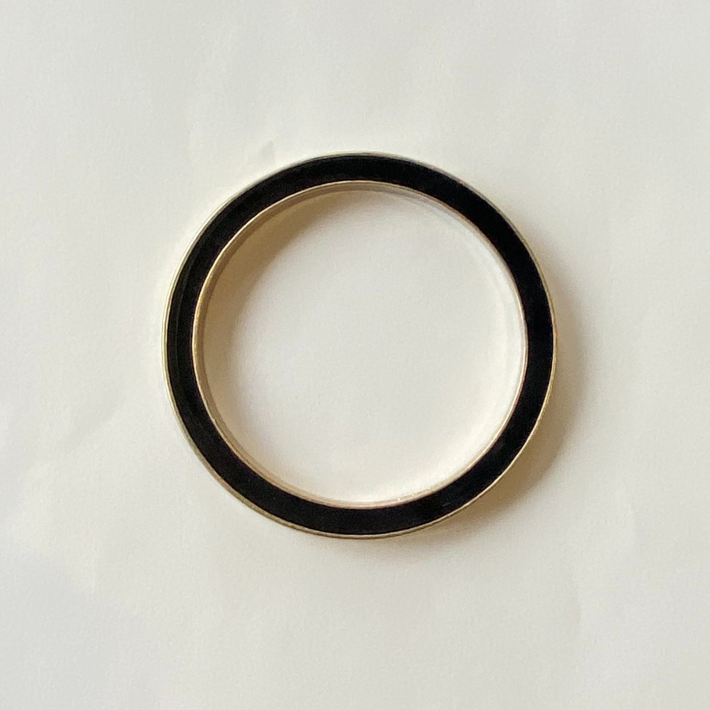 Gerard Yosca Black Enamel Gold Thick Bangle Bracelet